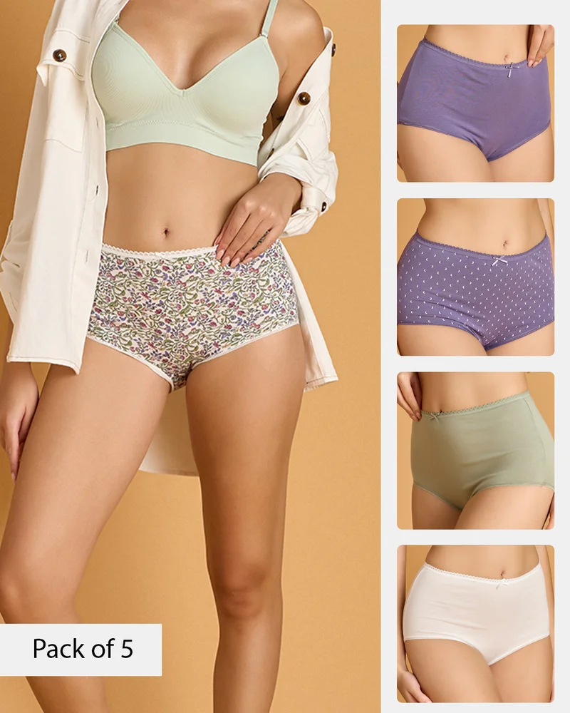 Redtag Women Assorted 5 Pack 365 Boyleg Brief