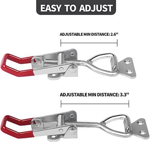 Vicuna R Heavy Duty Toggle Latch Clamp 4003, Large Adjustable Toggle Clamp Latch With Lock Hole, 1320Lbs Holding Capacity Pull Latch for Smoker Lid Jig, Tool Box Case - 2Pack (with 10PCS Screws) - Image 2