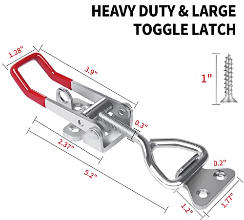 Vicuna R Heavy Duty Toggle Latch Clamp 4003, Large Adjustable Toggle Clamp Latch With Lock Hole, 1320Lbs Holding Capacity Pull Latch for Smoker Lid Jig, Tool Box Case - 2Pack (with 10PCS Screws) - Image 5