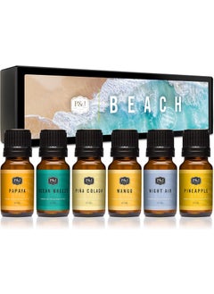 P&J Trading P&J Trading Fragrance Oil Beach Set | Ocean Breeze, Papaya, Pina Colada, Mango, Pineapple, and Night Air Candle Scents for Candle Making, Freshie Scents, Soap Making Supplies, Diffuser Oil Scents 
