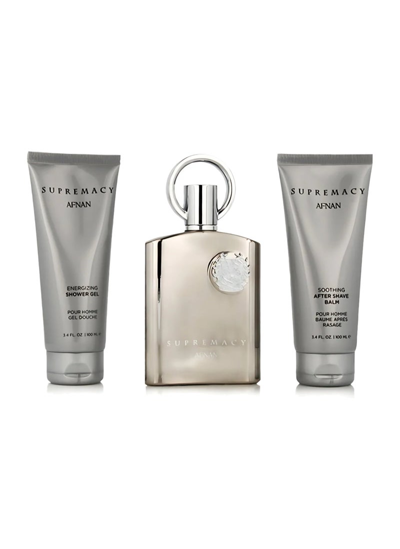 Afnan Supremacy Silver Perfume Gift Set - Eau De Parfum (100Ml), Shower Gel (100Ml), After Shave Balm (100Ml)  - Image 3