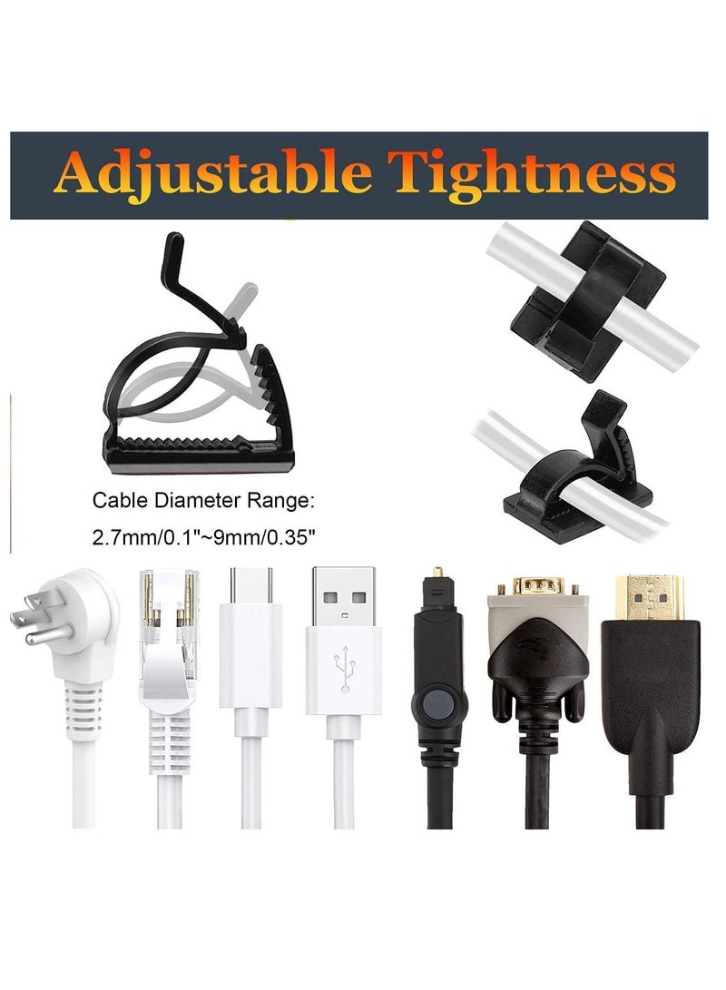 Y&D Adjustable Cable Management Clips, 50Pcs Adhesive Organizers Sticky Wire Clips Cord Holder, TV PC Ethernet Under Desk Wall Home Office - Image 5