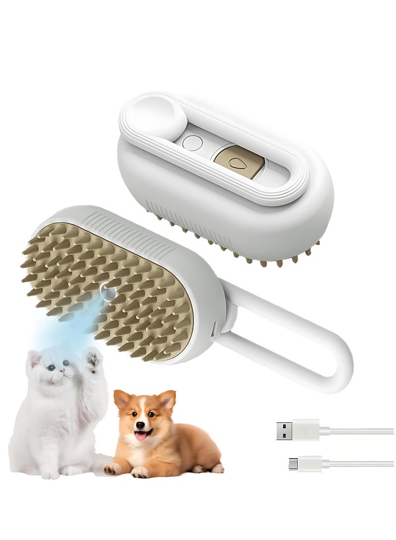 مشط الحيوانات الأليفة ستيمي – فرشاة تنظيف القطط والكلاب ذاتية التنظيف، مشط إزالة الشعر المتساقط والمتشابك، فرشاة تدليك بالبخار للعناية بشعر القطط والكلاب - Image 1