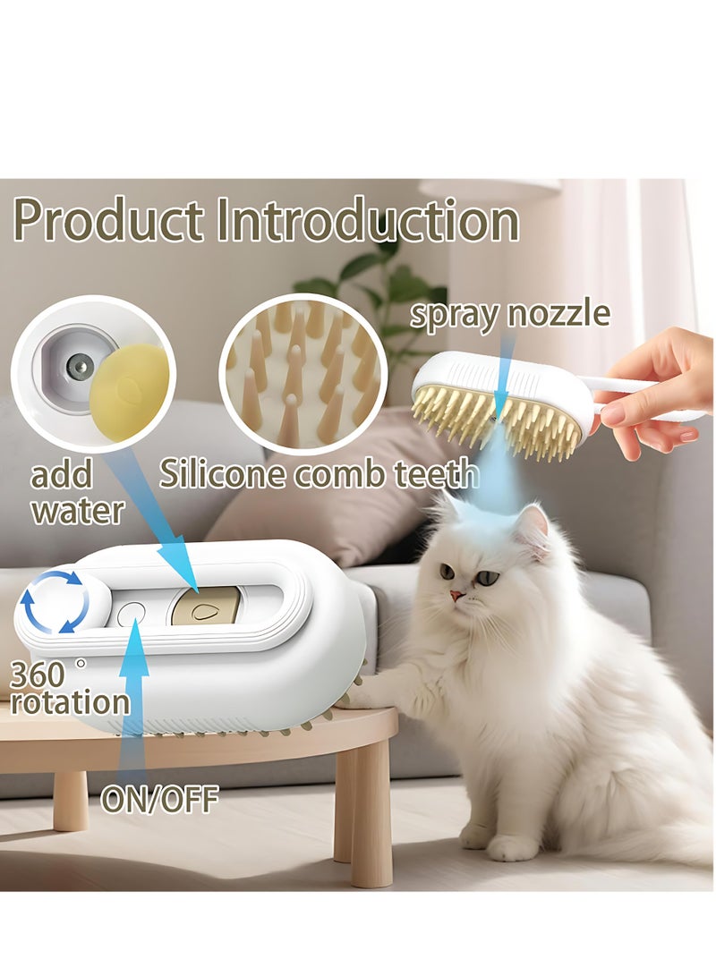 مشط الحيوانات الأليفة ستيمي – فرشاة تنظيف القطط والكلاب ذاتية التنظيف، مشط إزالة الشعر المتساقط والمتشابك، فرشاة تدليك بالبخار للعناية بشعر القطط والكلاب - Image 3