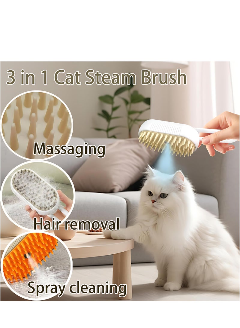 مشط الحيوانات الأليفة ستيمي – فرشاة تنظيف القطط والكلاب ذاتية التنظيف، مشط إزالة الشعر المتساقط والمتشابك، فرشاة تدليك بالبخار للعناية بشعر القطط والكلاب - Image 2
