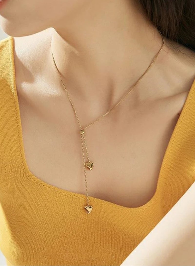 Casual collection Elegant & High Quality Stainless Steel Gold Plated Long Necklace For Women - Image 3