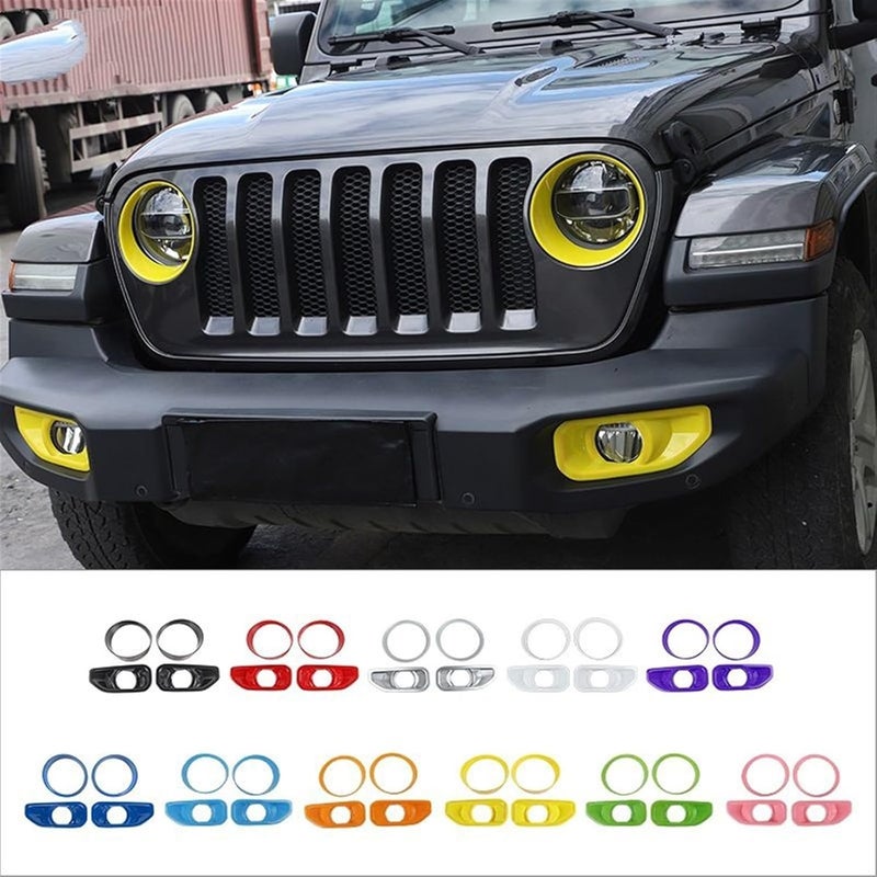 Yurefax Car Headlight Decoration Ring and Fog Lamp Cover for Jeep Wrangler JL - Image 5