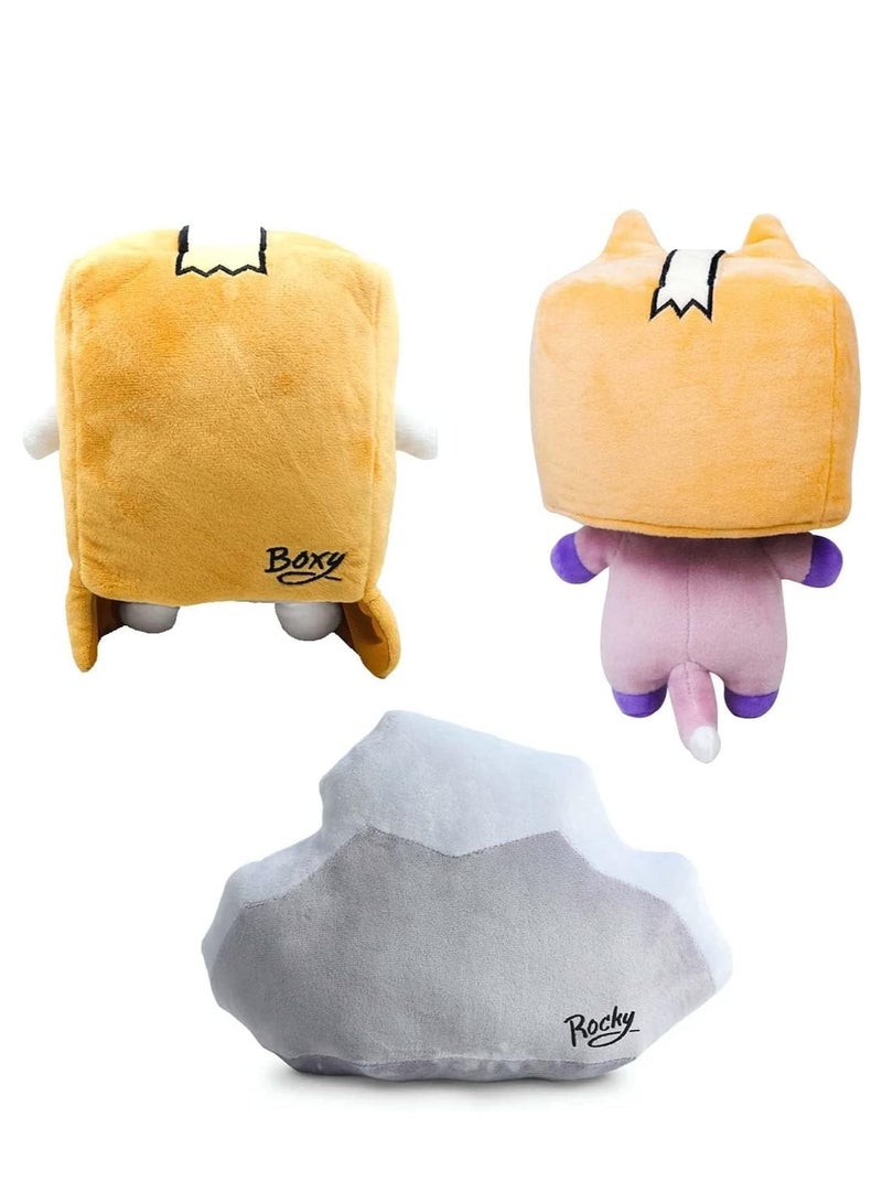 دوركو 3 قطع كرتون بلوش لعبة ، فوكسي و بوكسي قابلة للإزالة لطيف بلوشي دمية ناعمة ممشوة وسادة هدايا للمشجعين ، وسادة حجرية - Image 4