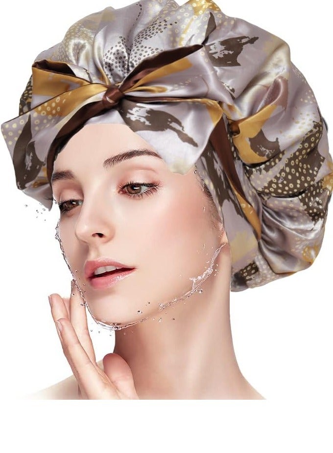 Zikra Silk Hair Bonnet for Sleeping Satin Bonnets for Black Women, Extra Large Bonnet for Braids with Tie Band - Image 1