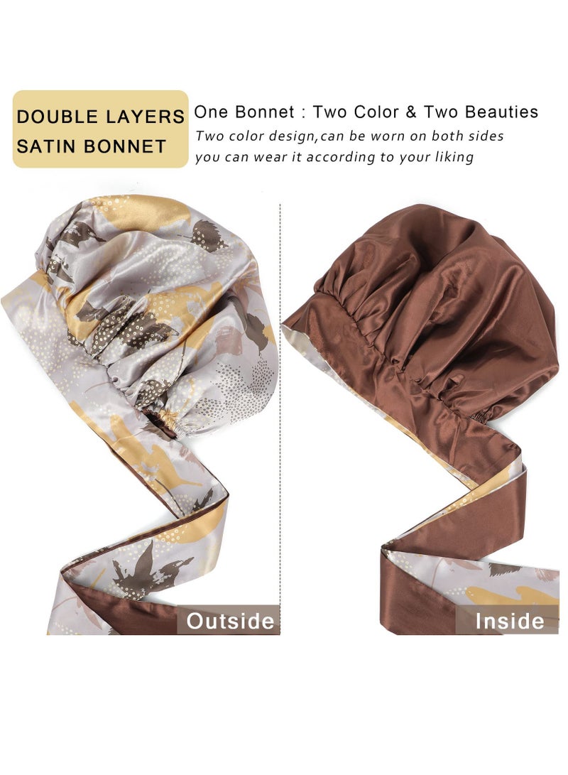 Zikra Silk Hair Bonnet for Sleeping Satin Bonnets for Black Women, Extra Large Bonnet for Braids with Tie Band - Image 3