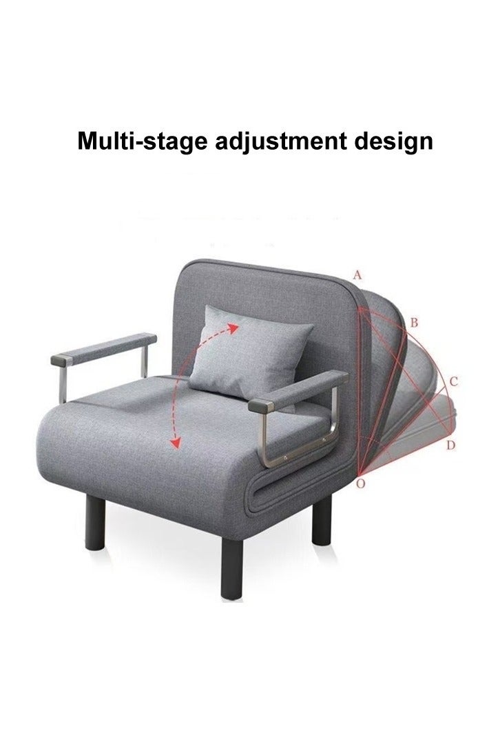 رافين سرير أريكة متعدد الوظائف 3 في 1 بتصميم عصري قابل للتحويل والتمديد مع وسادة وأرجل من الخشب الصلب وكرسي قابل للطي مع مسند للذراعين ومقعد فردي مريح وأريكة استرخاء وسرير قيلولة وكرسي استرخاء متعدد المراحل ومجموعة أثاث بعرض 80 سم ويمكن تمديد الطول إلى 190 سم. - Image 2