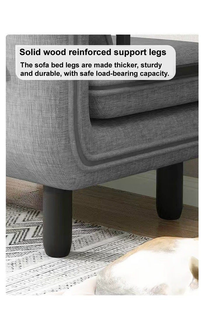 رافين سرير أريكة متعدد الوظائف 3 في 1 بتصميم عصري قابل للتحويل والتمديد مع وسادة وأرجل من الخشب الصلب وكرسي قابل للطي مع مسند للذراعين ومقعد فردي مريح وأريكة استرخاء وسرير قيلولة وكرسي استرخاء متعدد المراحل ومجموعة أثاث بعرض 80 سم ويمكن تمديد الطول إلى 190 سم. - Image 4