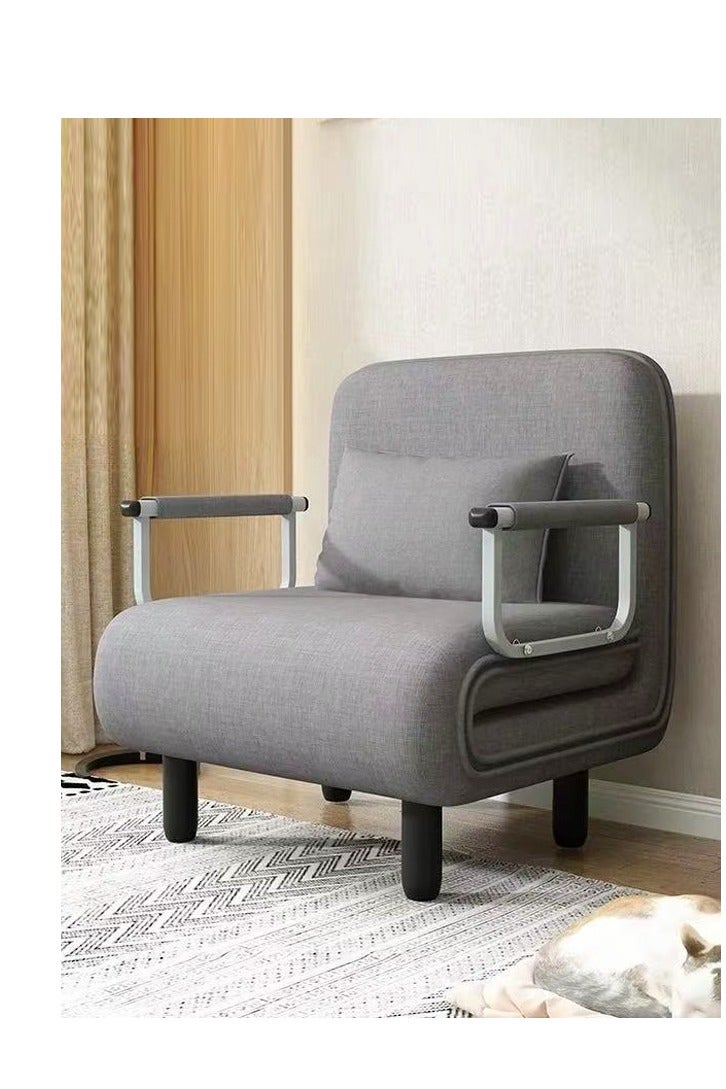 رافين سرير أريكة متعدد الوظائف 3 في 1 بتصميم عصري قابل للتحويل والتمديد مع وسادة وأرجل من الخشب الصلب وكرسي قابل للطي مع مسند للذراعين ومقعد فردي مريح وأريكة استرخاء وسرير قيلولة وكرسي استرخاء متعدد المراحل ومجموعة أثاث بعرض 80 سم ويمكن تمديد الطول إلى 190 سم. - Image 1