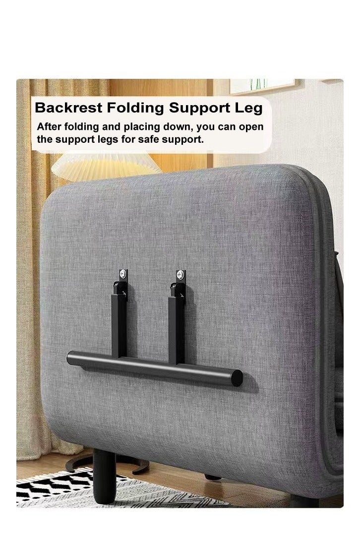 رافين سرير أريكة متعدد الوظائف 3 في 1 بتصميم عصري قابل للتحويل والتمديد مع وسادة وأرجل من الخشب الصلب وكرسي قابل للطي مع مسند للذراعين ومقعد فردي مريح وأريكة استرخاء وسرير قيلولة وكرسي استرخاء متعدد المراحل ومجموعة أثاث بعرض 80 سم ويمكن تمديد الطول إلى 190 سم. - Image 5