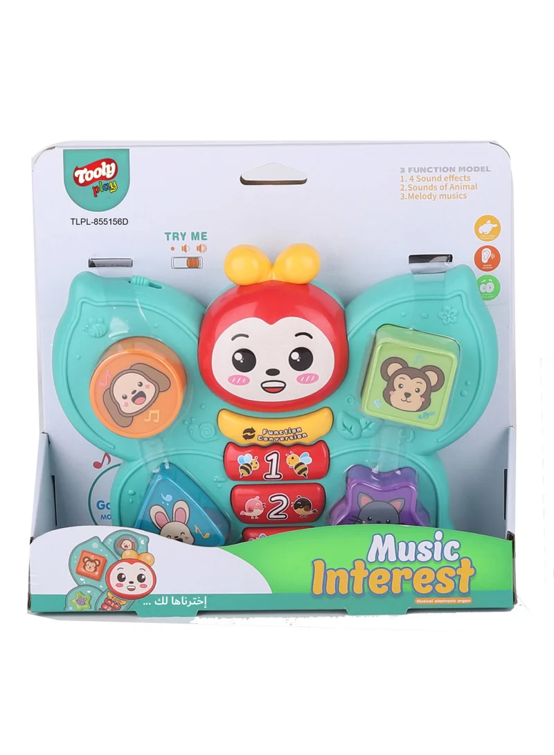 TOOLY Kids Musical Butterfly Learning Toy with Lights & Animal Buttons – Interactive Educational Toy for Toddlers