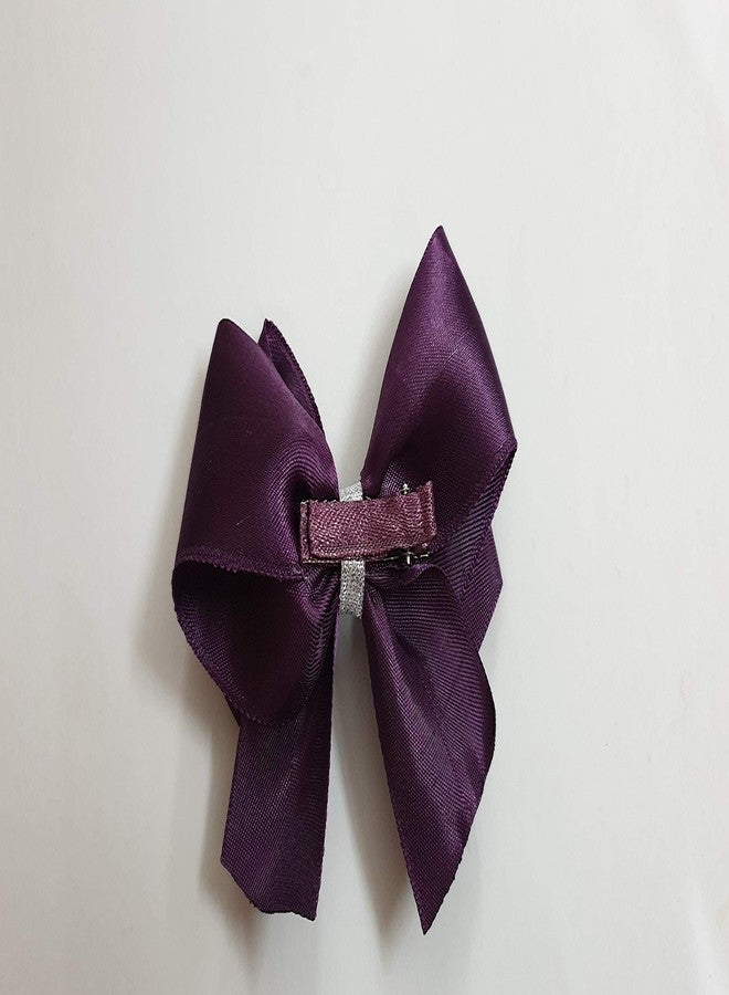 Belleza Crafting with Creativity Dark Purple/Jamun Color Bow Hairclip (Pack of 1) - Image 2