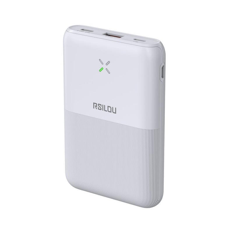 RSILOU R1005 – Ultra-Slim 10000mAh Power Bank with 22.5W Fast Charging, Type-C & USB Outputs, Battery Level Display, Wide Compatibility for iPhone, Samsung, Huawei & Xiaomi – Lightweight Travel-Friendly Design ( white ) - Image 2