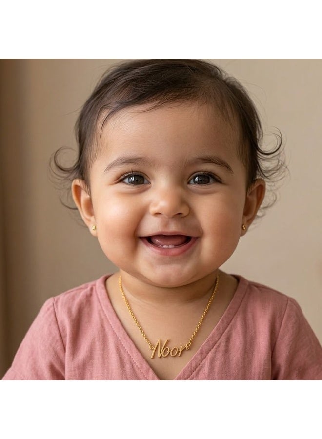 NENOUSH Baby Girl Name Necklace | English Letter Pendant Chain 30cm | Gold Tone Jewelry for Baby Girls | Fashion Necklace | Daily Wear | Party Wear - Image 2
