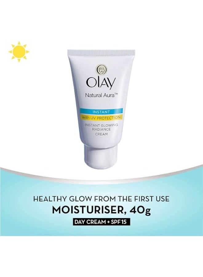 Olay Natural Aura Instant Glowing Radiance Cream with UV Protection, 40g - Image 2