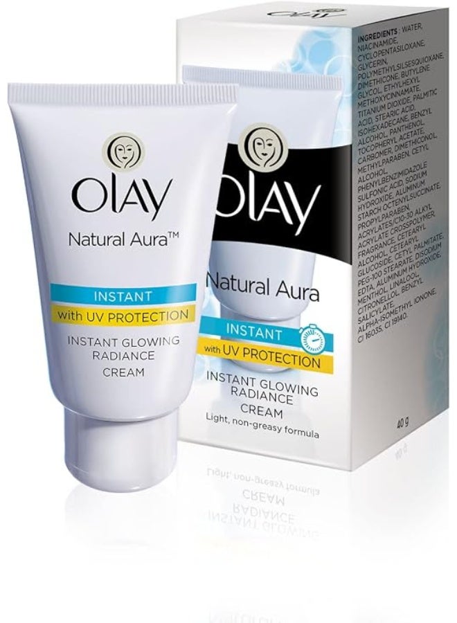 Olay Natural Aura Instant Glowing Radiance Cream with UV Protection, 40g - Image 1