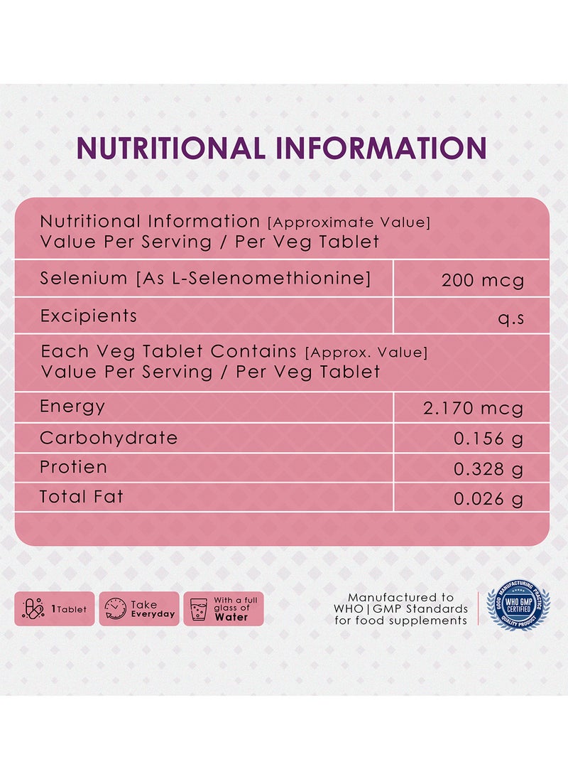 ambrosial - Selenium Selenomethionine 200mcg High Strength Selenium Selenomethionine Supplements Supports Immune System, Healthy Hair, Skin & Nails (Pack of 1-120 Tablets) - Image 1