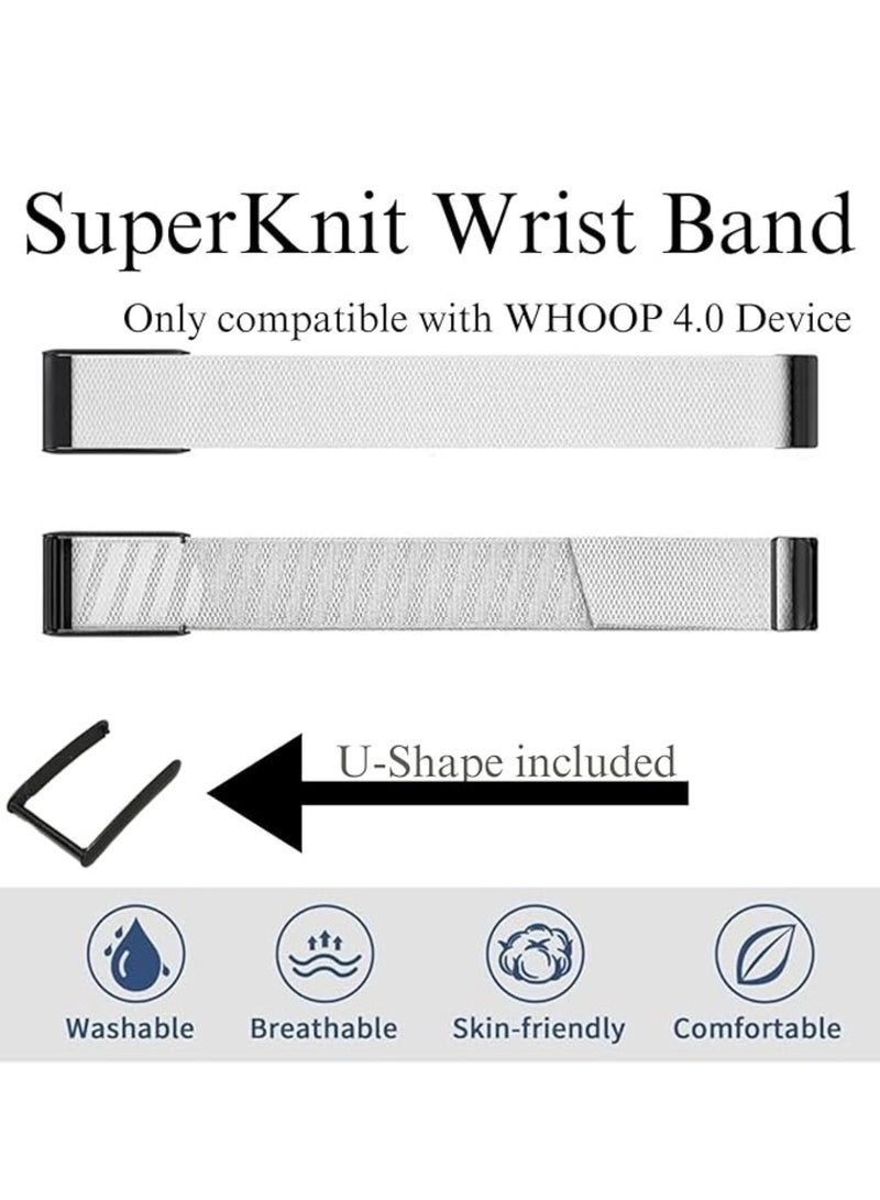 Aookay for Whoop 4.0 Band, Ultra-Soft, Stylish & Affordable Replacement Band Strap, Soft Stretchy Fabric Strap Band with U-Shaped Connector (White) - Image 2