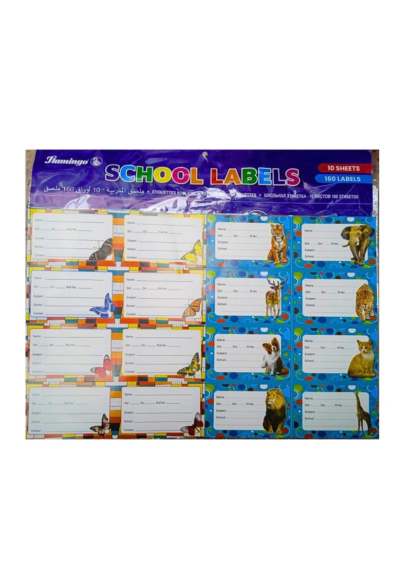 Flamingo Schools Labels Diamond Holographic 10 Sheets 160 labells - Image 1