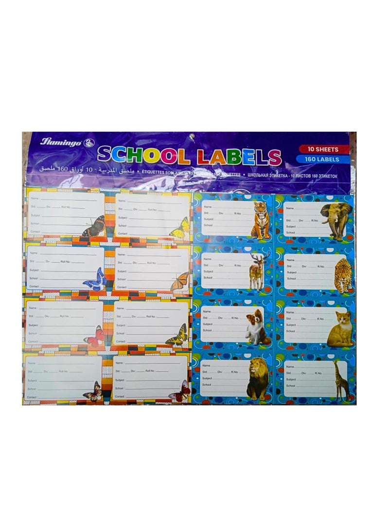 Flamingo Schools Labels Diamond Holographic 10 Sheets 160 labells - Image 2