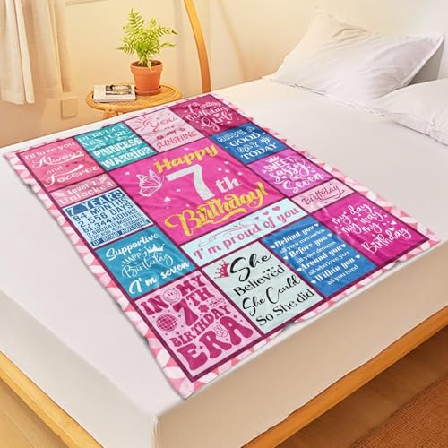 Lavua 7 Year Old Girl Birthday Gifts - Birthday Gifts for 7-Year-Old Girls - 7th Birthday Decorations for Girls - Gifts for 7 Years Old Girl Daughter Granddaughter Niece - 7th Blanket 50"X60" - Image 5