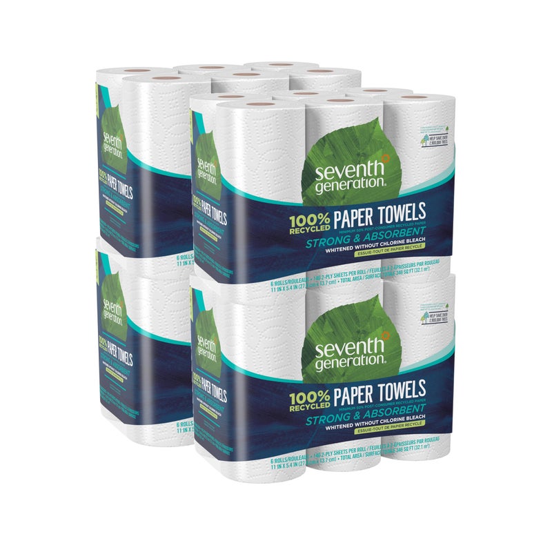 Seventh Generation Paper Towels 2Ply 4 Pack 100 Recycled Paper 6 Rolls