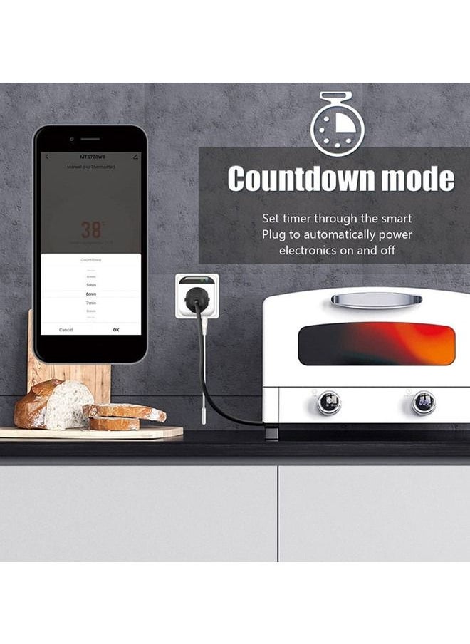 Programmable Smart Wifi Thermostat Plug Outlet Mini Temperature Controller 15A Plug-in Socket APP Control Voice Control Schedule Timer Electric Switch for Heating Cooling Appliances