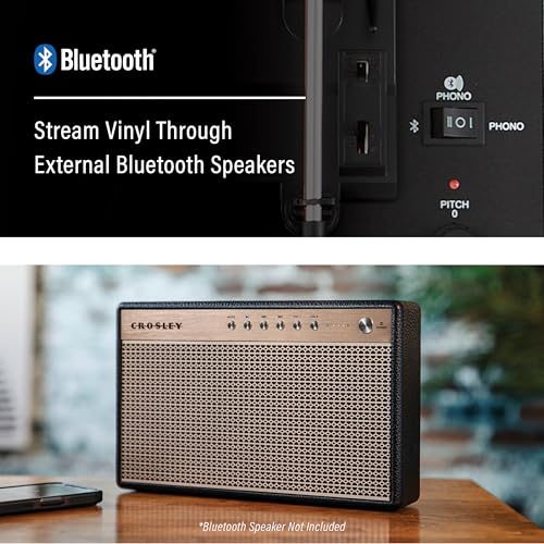 Crosley CR8017B-WB Voyager Vintage Portable Vinyl Record Player Turntable with Bluetooth in/Out and Built-in Speakers, Washed Blue - Image 5