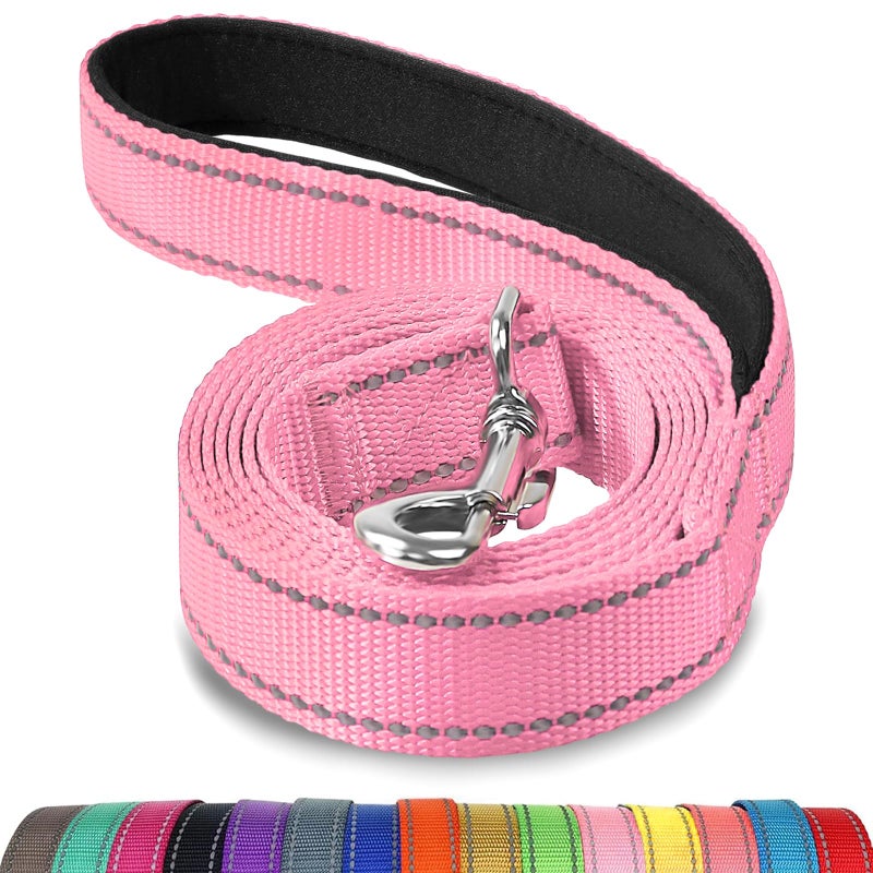 Joytale Dog Leash, 6 FT Double-Sided Reflective, Padded Handle Nylon Heavy Duty Leashes for Medium & Large Dogs Walking, Pink - Image 1