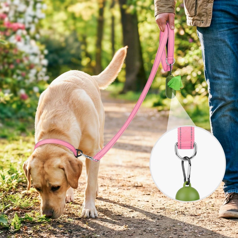 Joytale Dog Leash, 6 FT Double-Sided Reflective, Padded Handle Nylon Heavy Duty Leashes for Medium & Large Dogs Walking, Pink - Image 2