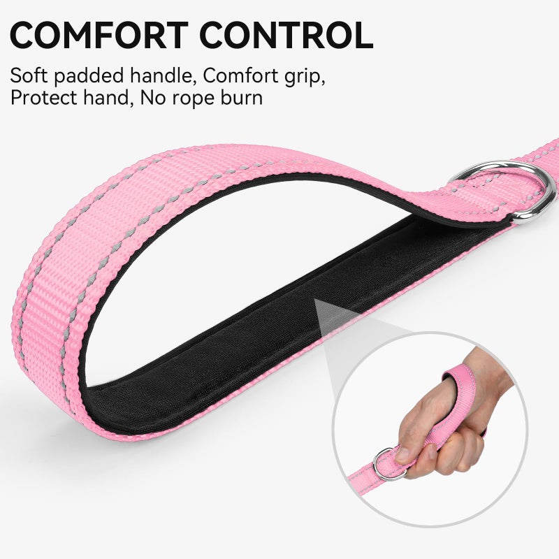 Joytale Dog Leash, 6 FT Double-Sided Reflective, Padded Handle Nylon Heavy Duty Leashes for Medium & Large Dogs Walking, Pink - Image 3