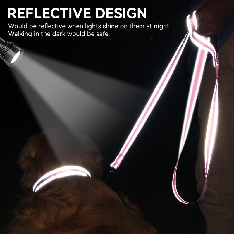 Joytale Dog Leash, 6 FT Double-Sided Reflective, Padded Handle Nylon Heavy Duty Leashes for Medium & Large Dogs Walking, Pink - Image 4