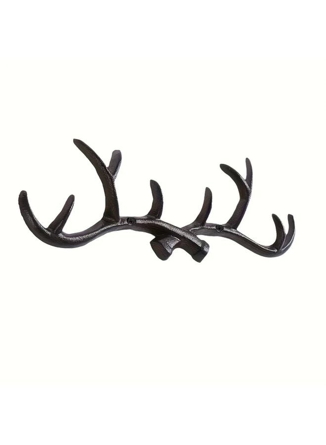 Nordic Style Cast Iron Deer Horn Wall Hook Antler Coat Rack Home Entrance Decor - Image 1