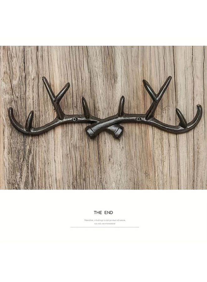 Nordic Style Cast Iron Deer Horn Wall Hook Antler Coat Rack Home Entrance Decor - Image 3