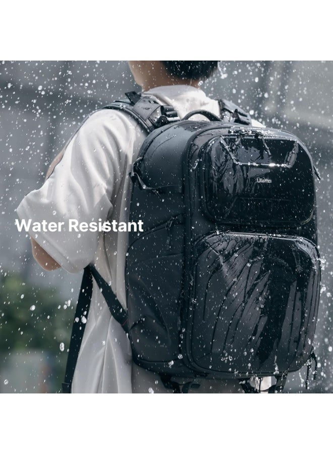 ULANZI BP10 35L Hardshell Camera Backpack, Professional Waterproof Photography Camera Case Anti Theft Travel for Photographers Unisex Drone DSLR Mirrorless Camera Lens Tripod Holder 17'' Laptop Black - Image 5