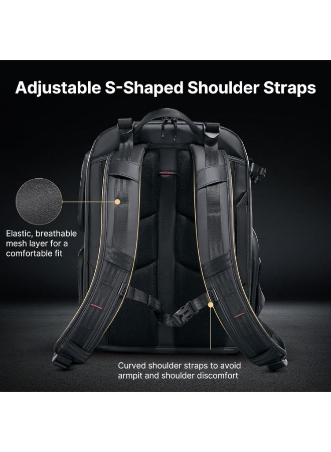 ULANZI BP10 35L Hardshell Camera Backpack, Professional Waterproof Photography Camera Case Anti Theft Travel for Photographers Unisex Drone DSLR Mirrorless Camera Lens Tripod Holder 17'' Laptop Black - Image 4