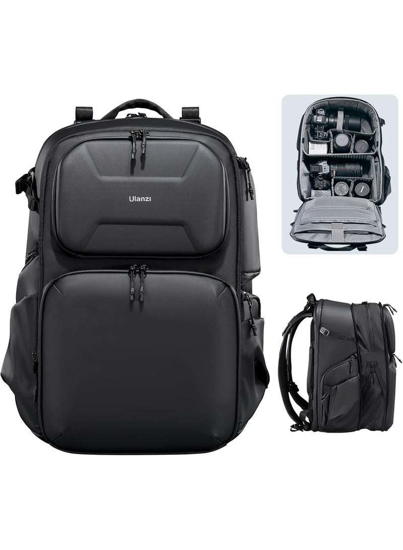 ULANZI BP10 35L Hardshell Camera Backpack, Professional Waterproof Photography Camera Case Anti Theft Travel for Photographers Unisex Drone DSLR Mirrorless Camera Lens Tripod Holder 17'' Laptop Black - Image 1