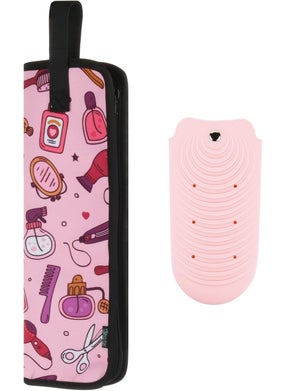 Beautyflier 135IN Pink Flat Iron Cover Sleeve Canvas HeatResistant Hair Straightener Holder Pouch for Hair Tools