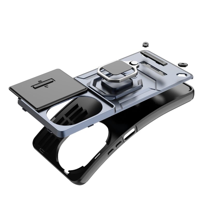 إيروريكس جراب هاتف مقاوم للصدمات من مادة TPU + PC لهاتف Huawei nova 14 Pro 5G Sliding Camshield TPU + PC مع حامل (أسود) - Image 5