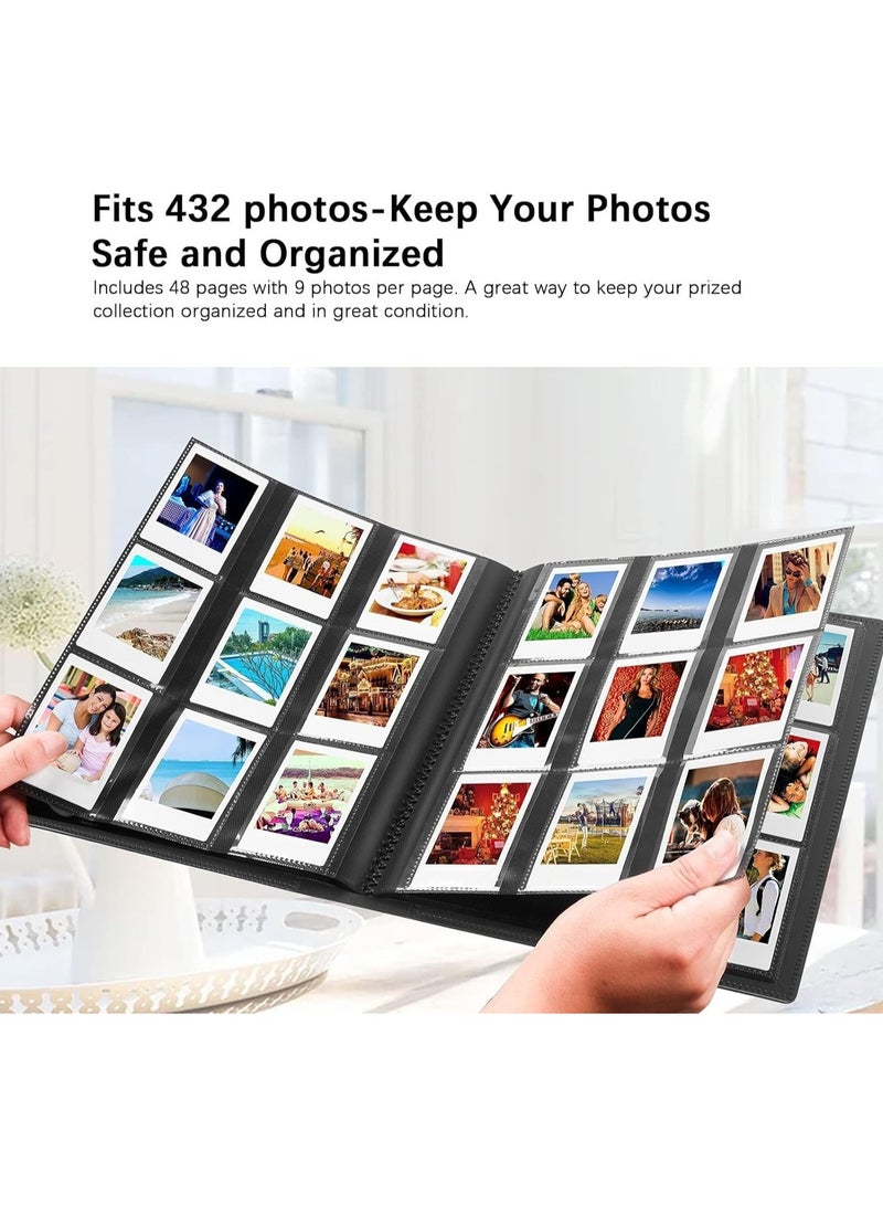 VKL 432 Pockets Mini Photo Album Compatible for Fujifilm Instax Mini 12 11 9 90 8+ 8 7S 40 26 25 EVO LiPlay Instant Camera/Mini Link SP-1 Printer/Z2300/ PIC-300 Polaroid Pictures（Black) - Image 2
