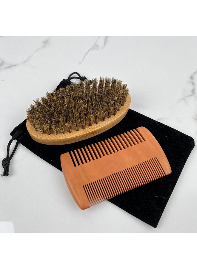 Depend Wooden Beard Brush for Men & Beard Comb Set Grooming Kit, Set Includes Soft Boar Bristle Brush, Bamboo Wide Tooth Comb, Straighten & Soften Your Beard, Dual Action Bamboo Comb - Image 2