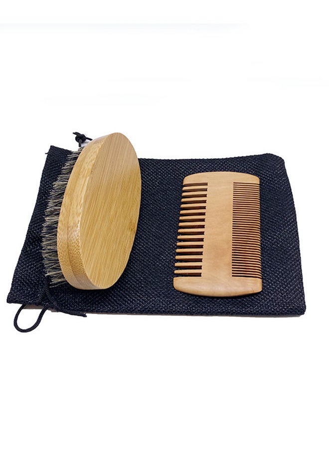 Depend - Wooden Beard Brush for Men & Beard Comb Set Grooming Kit, Set Includes Soft Boar Bristle Brush, Bamboo Wide Tooth Comb, Straighten & Soften Your Beard, Dual Action Bamboo Comb - Image 1