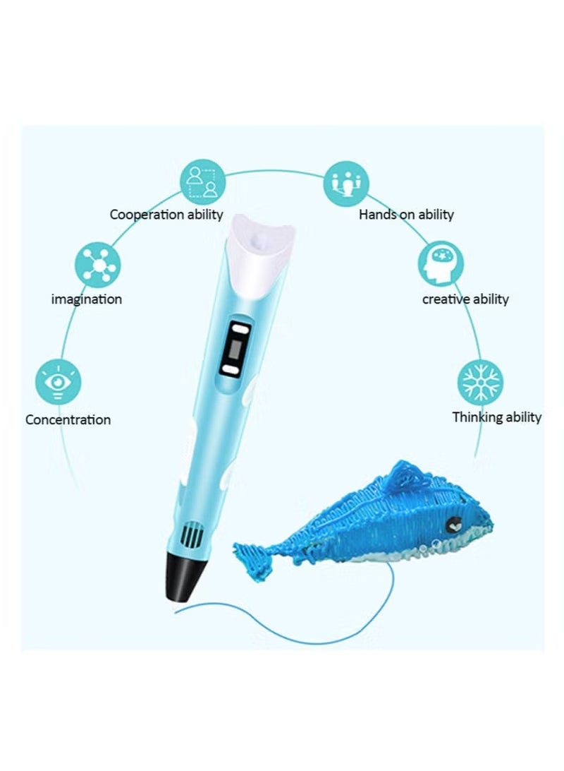 Generic 3D Printing Pen with Display Includes 3D Pen 3 Starter Colors of PLA Filament Stencil Book Project Guide and Charger  - Image 2