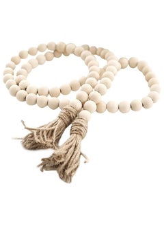 RATSAW 58 Inches Wood Bead Garland With Tassels Rustic Country Prayer furniture Decor  - Image 1