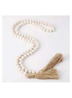 RATSAW 58 Inches Wood Bead Garland With Tassels Rustic Country Prayer furniture Decor  - Image 3