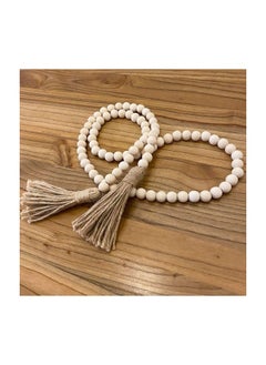 RATSAW 58 Inches Wood Bead Garland With Tassels Rustic Country Prayer furniture Decor  - Image 4